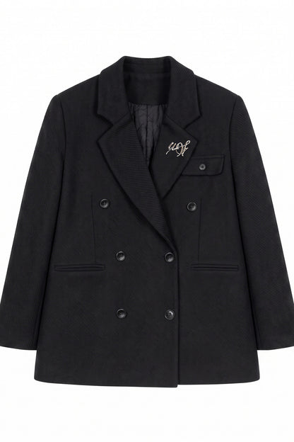 Woolen Blazer and Mesh Skirt Set-Up
