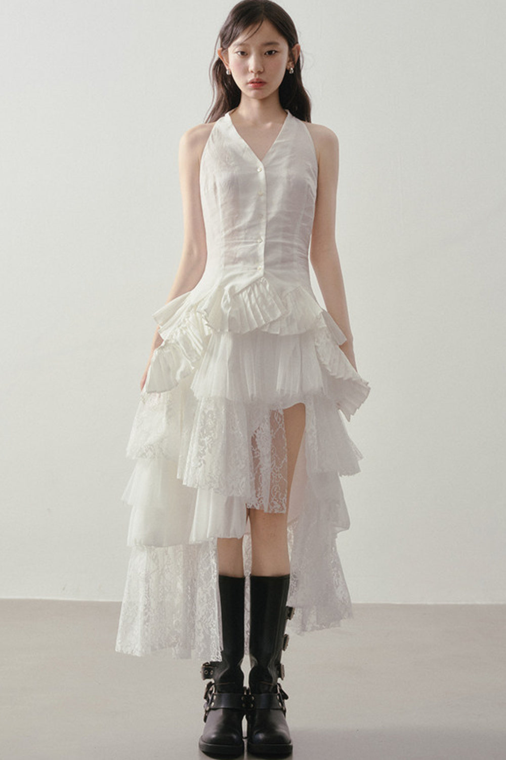 Asymmetrical Layered Lace Mesh Skirt
