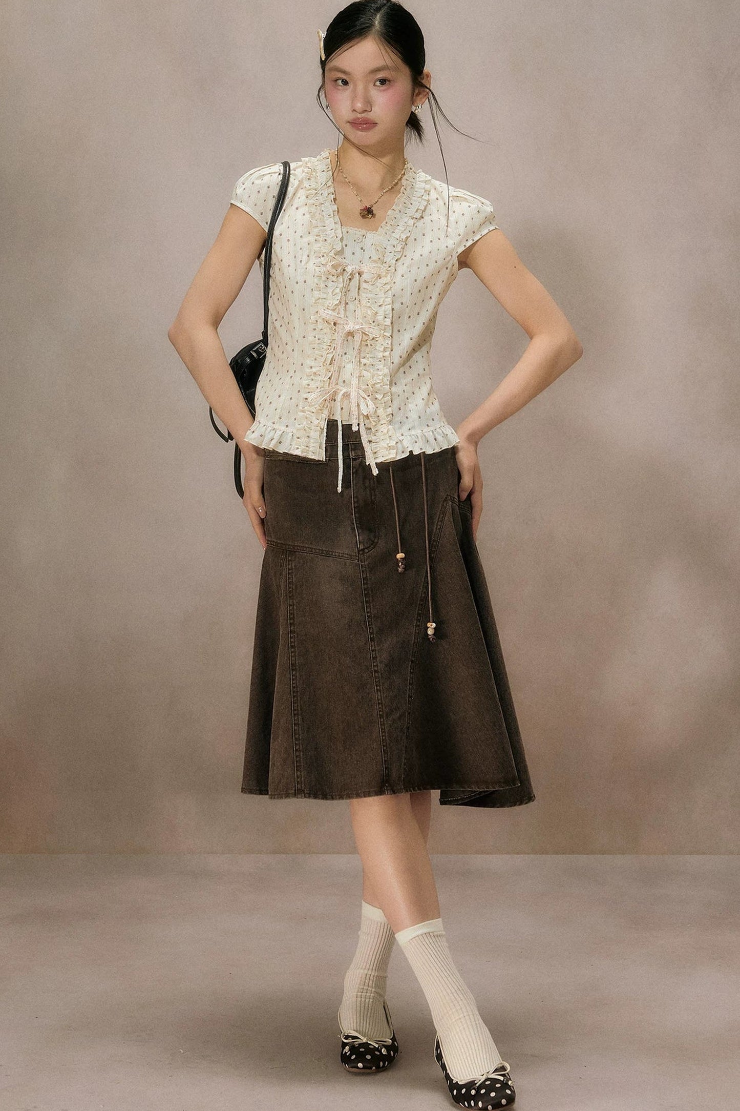Irregular Denim A-Line Skirt