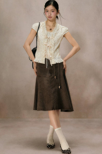 Irregular Denim A-Line Skirt