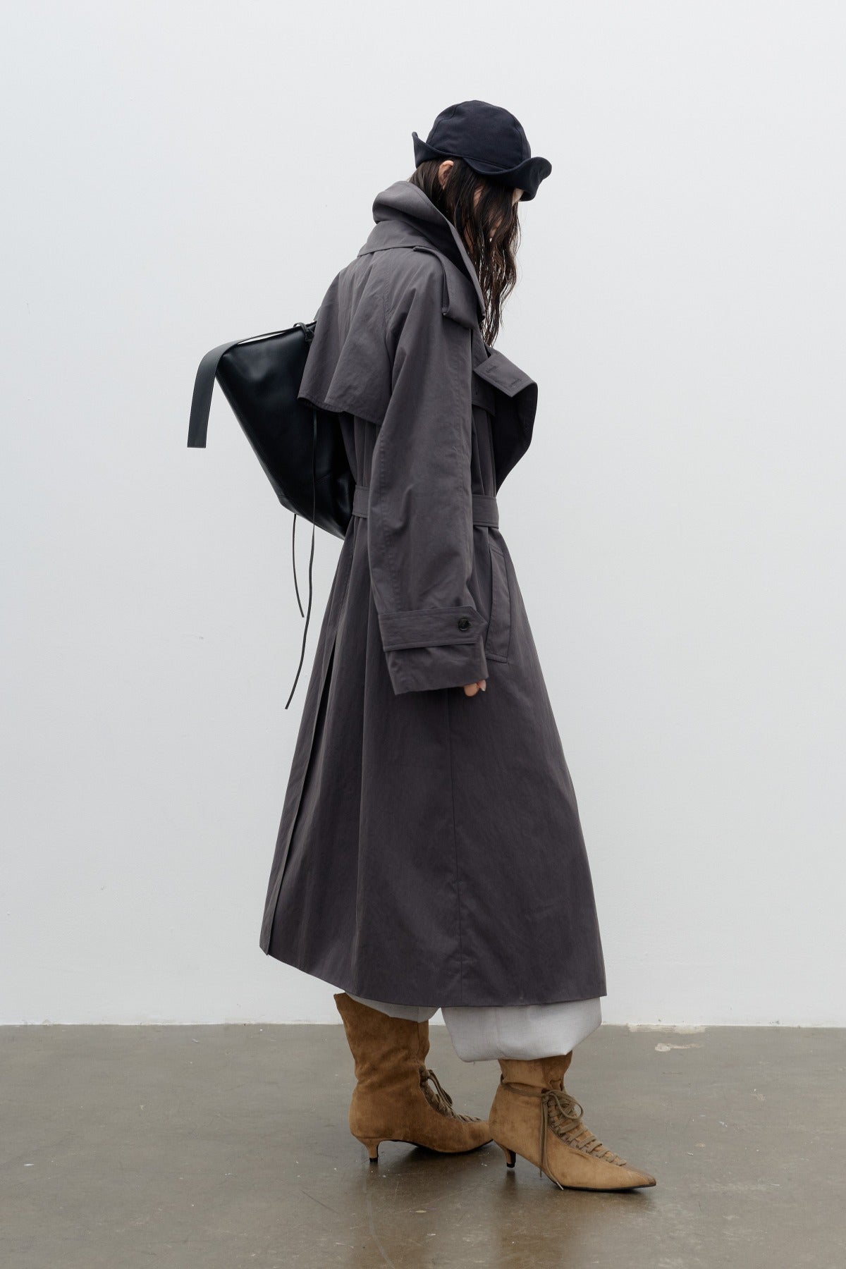 Long Double-Layer Lapel Trench Coat