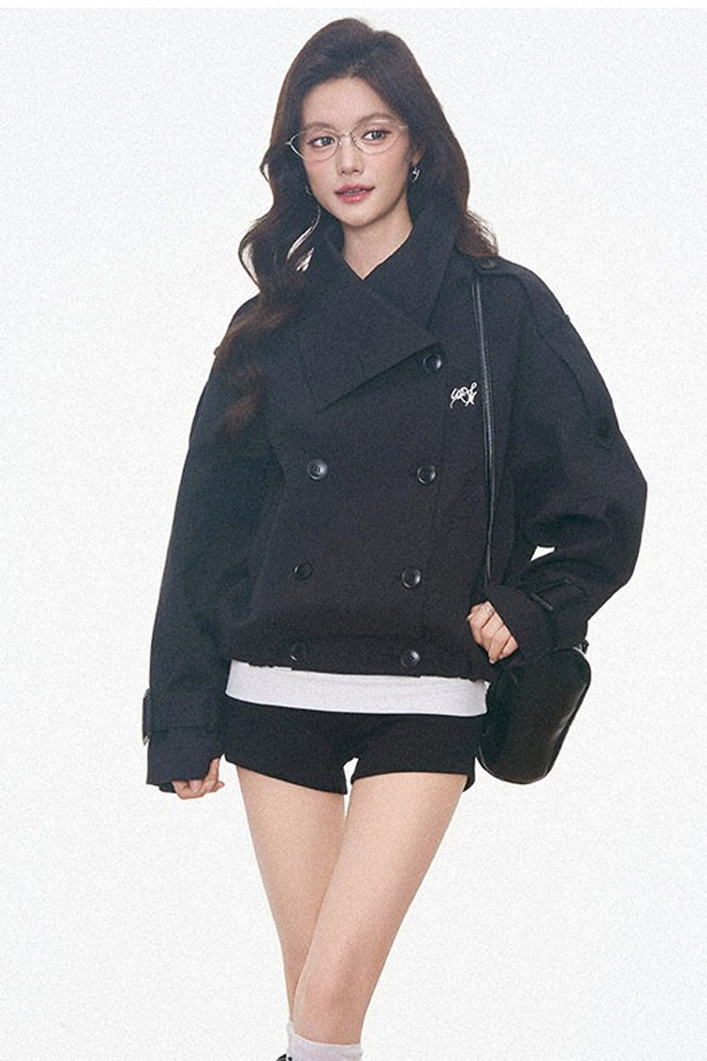 Vintage Double-Breasted Trench Coat and Cuffed Shorts Set-Up