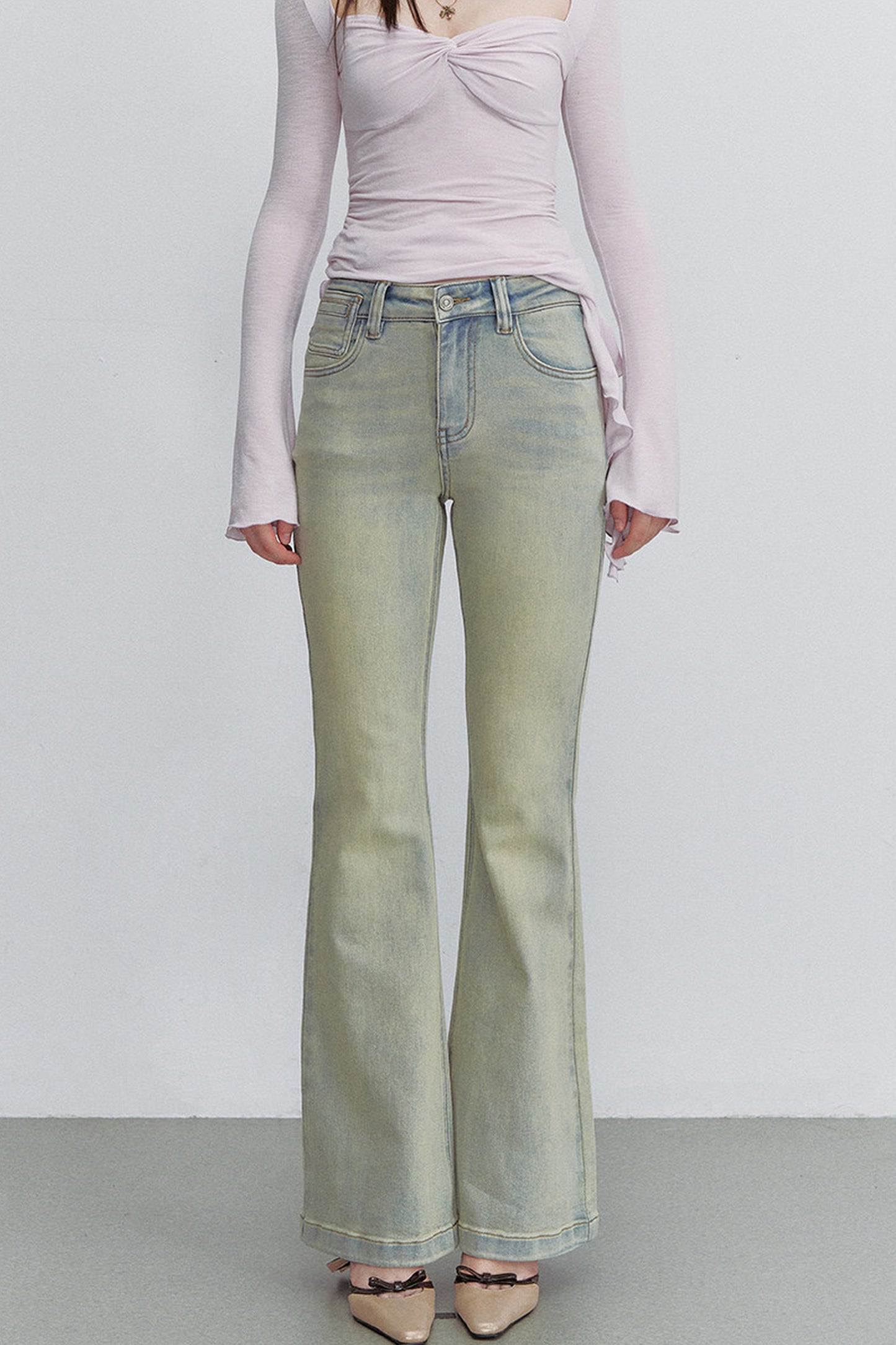 Retro Gradient Flared Denim Pants