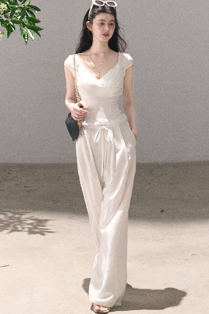 Lyocell Linen Wide-Leg Pants
