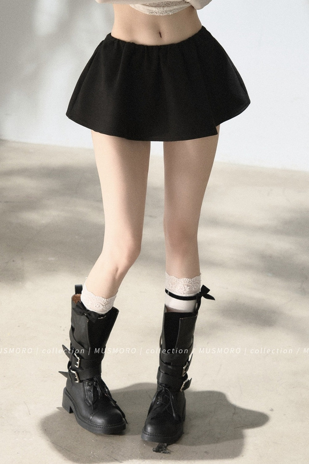 Elastic Waist A-Line Skirt