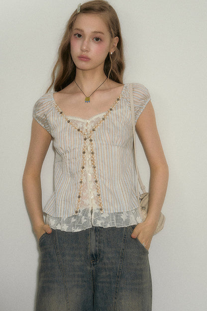 Half-Sugar Striped Blouse