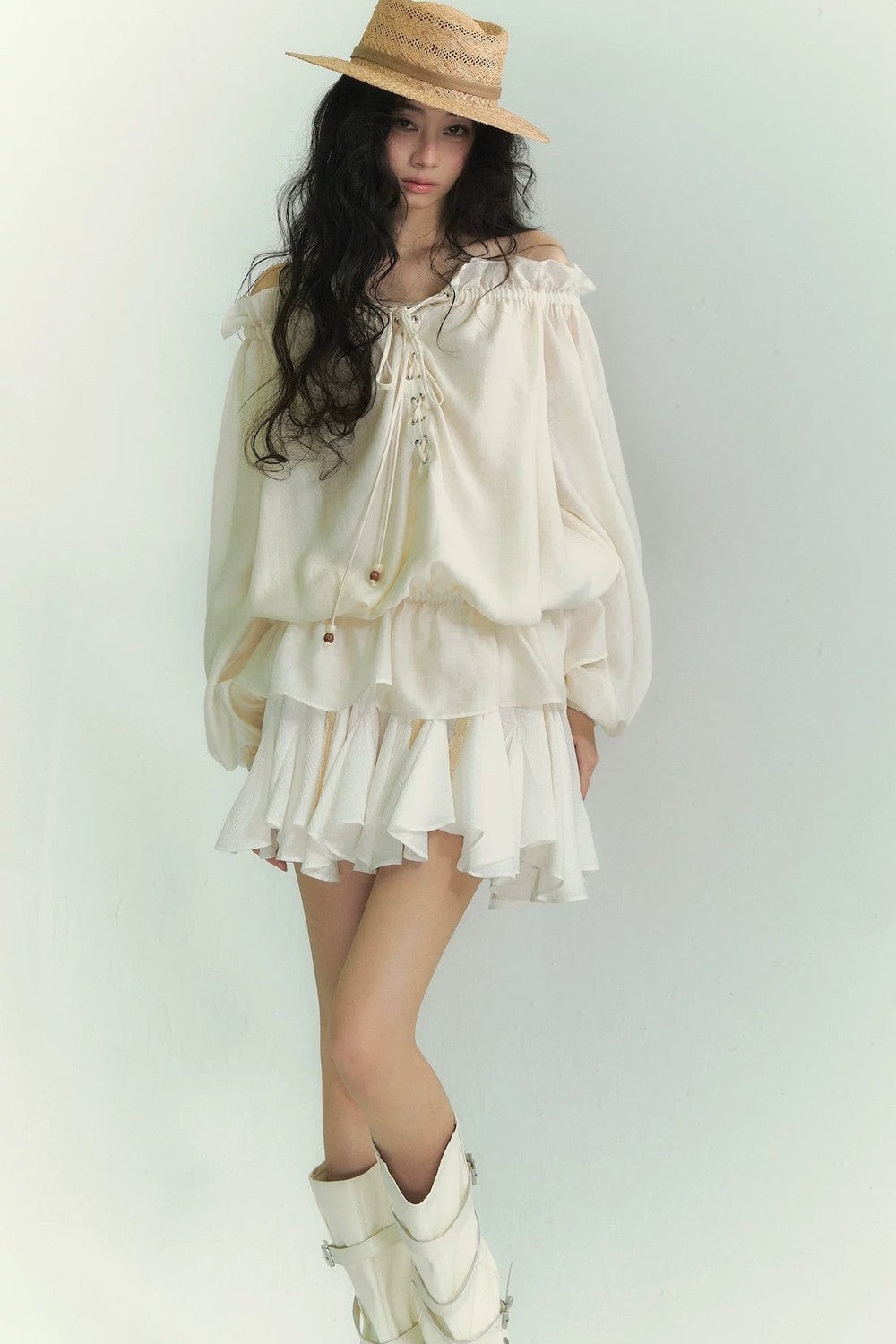 Lace Asymmetrical Leaf Hem Skirt