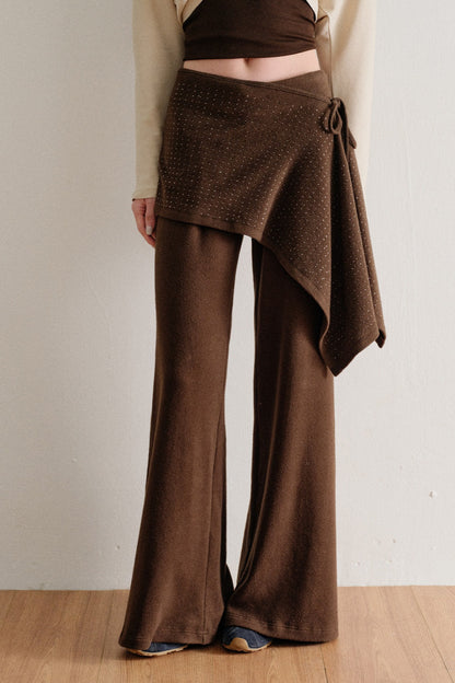 Twisted Batwing Camisole Top And Tassel Draped Pants Set-Up