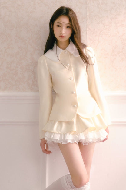 Satin Jacket and Multi-Layered Puffy Skirt Set-Up