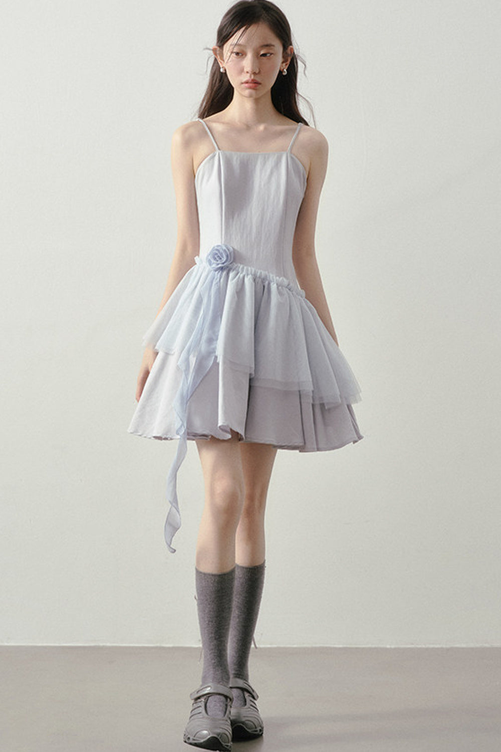 Muyu Camellia Cake Dress with Shawl Set