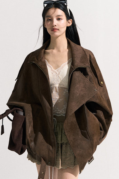 Suede Texture Leather Jacket