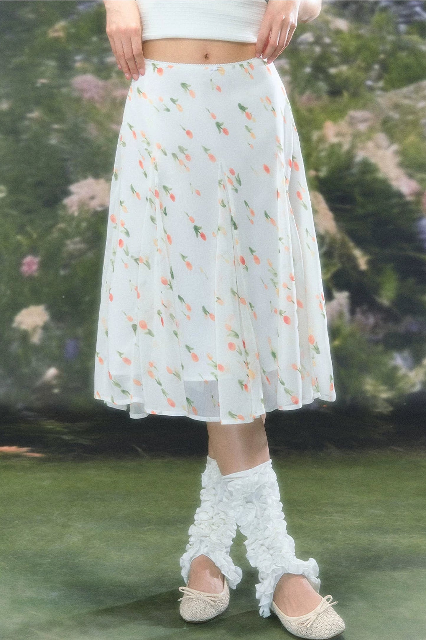 French Floral Chiffon Skirt