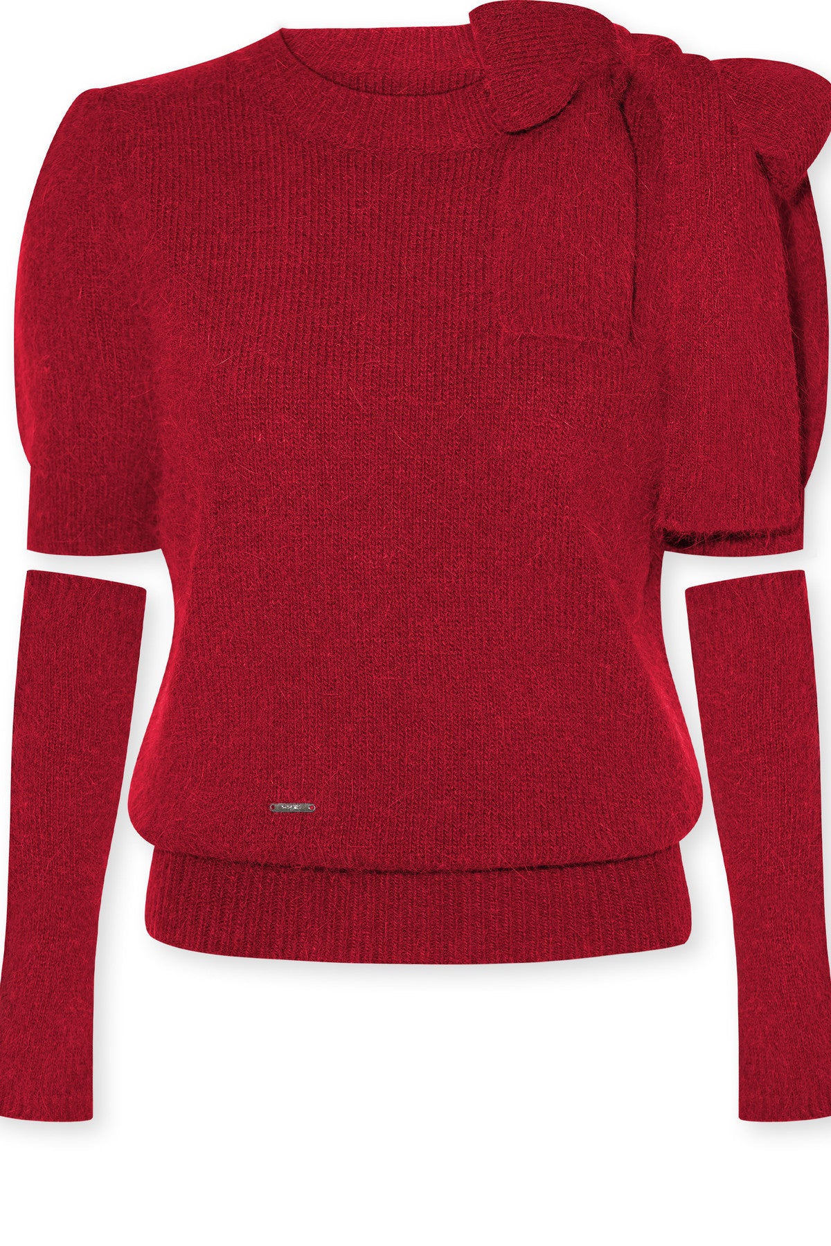 Bowknot Puff Sleeve Knitted Sweater