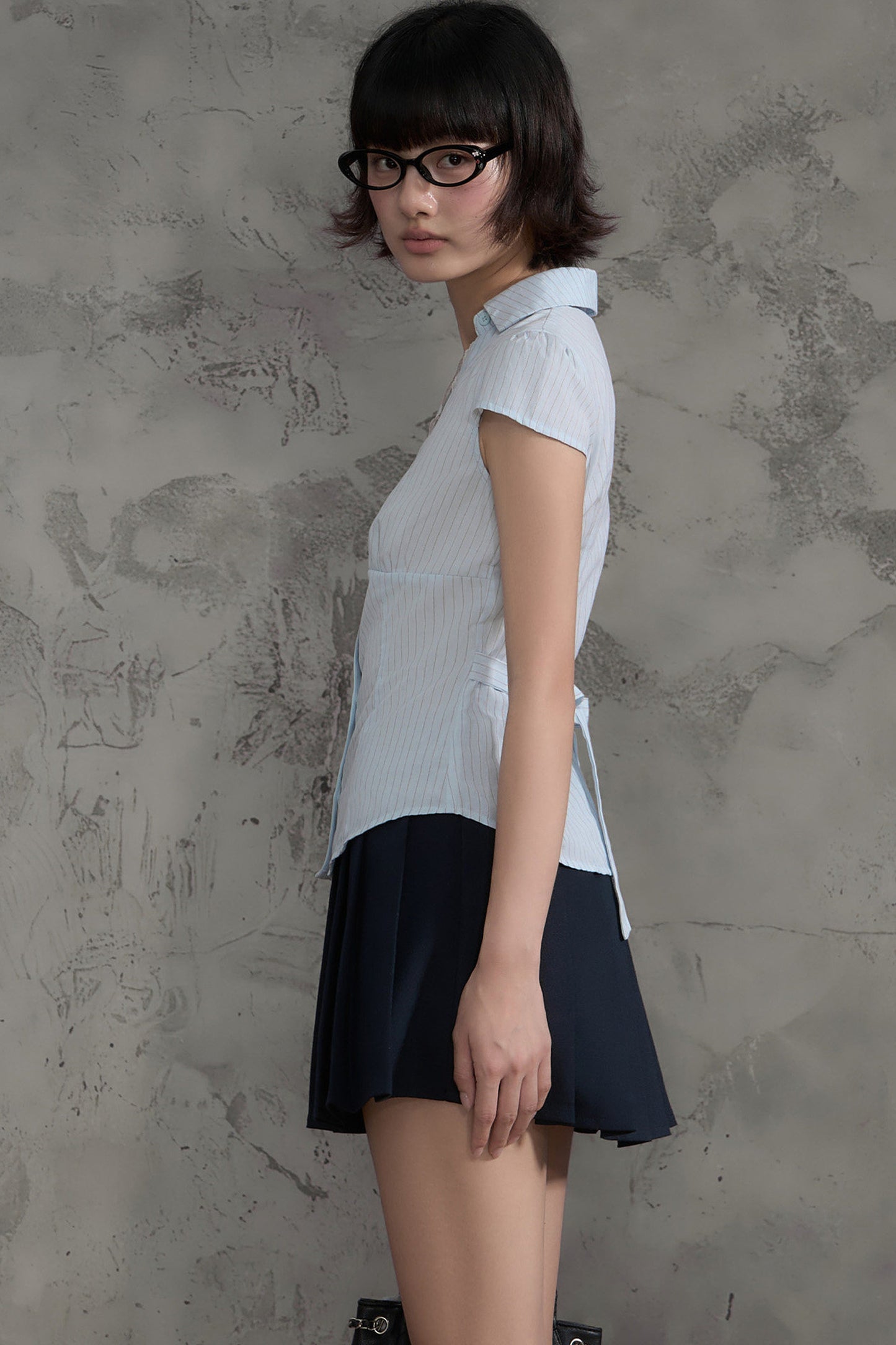 Lace Patchwork Striped Blouse