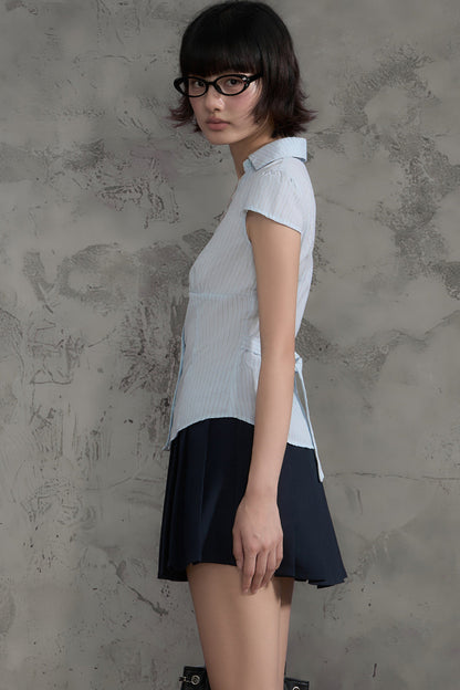 Lace Patchwork Striped Blouse