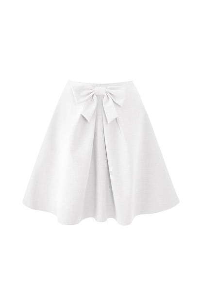 Mid-Waist Bow A-Line Frayed Skirt