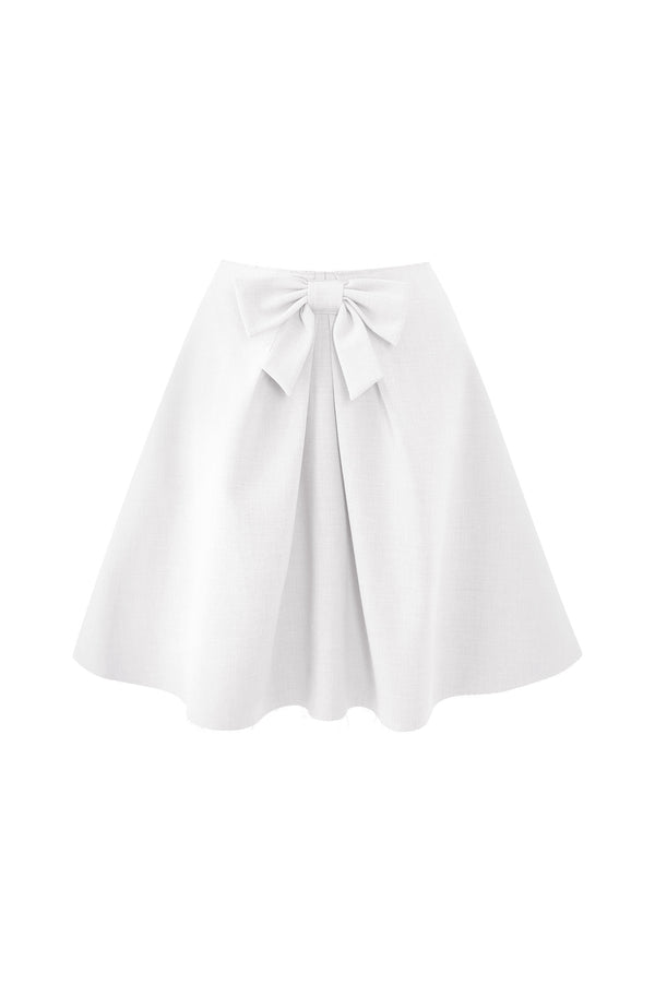 Mid-Waist Bow A-Line Frayed Skirt