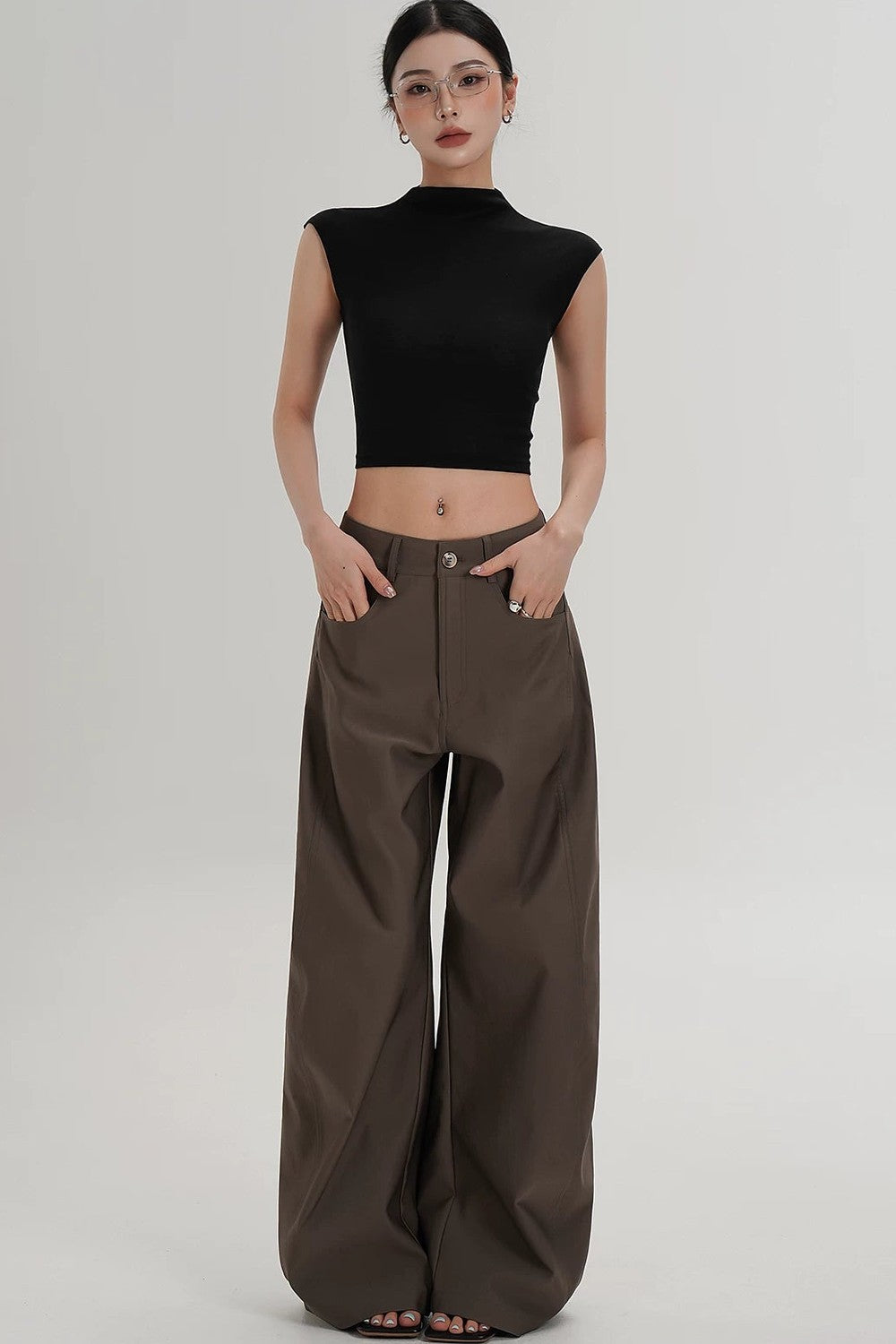 Tencel Silk Mock Neck Crop Top