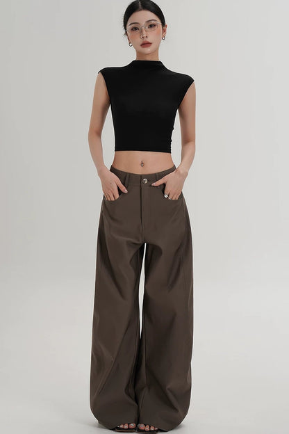 Tencel Silk Mock Neck Crop Top
