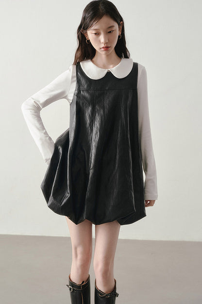 White Long-Sleeved Peter Pan Collar Top