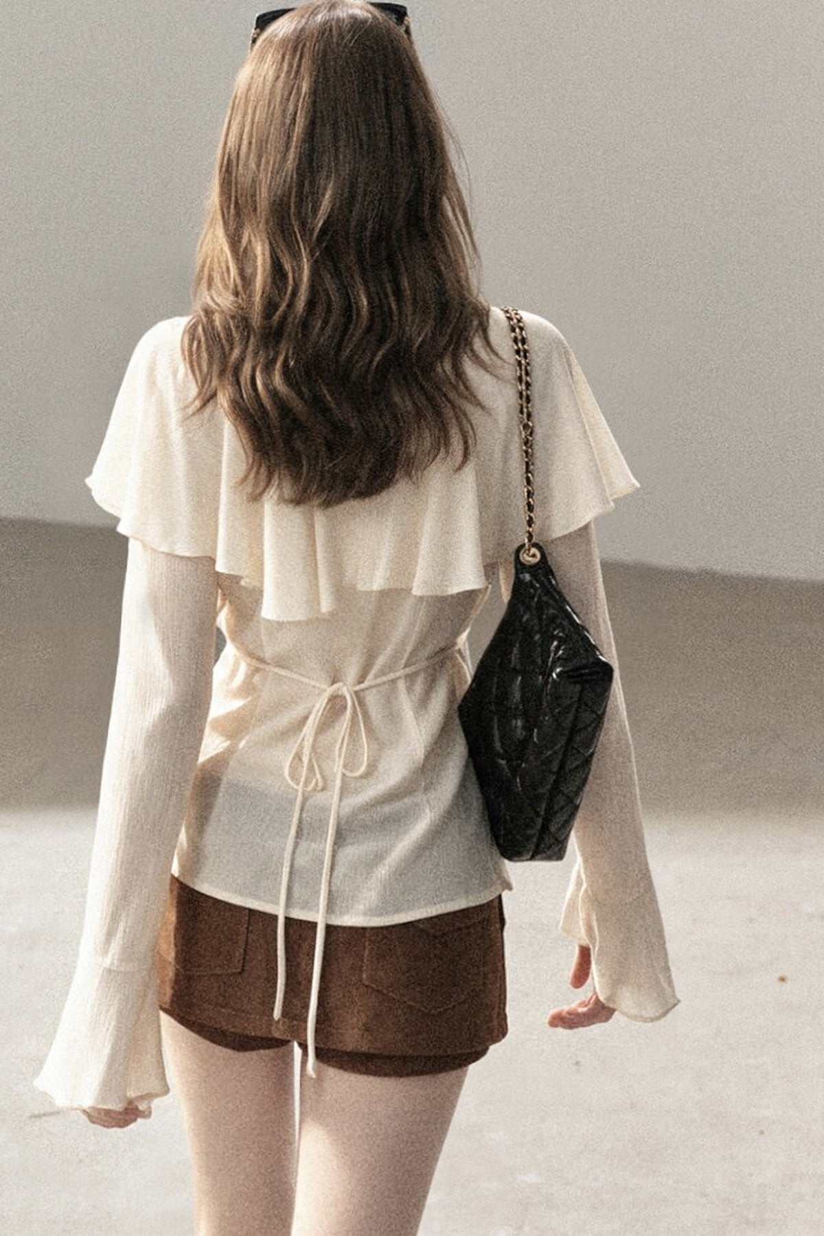 Ruffled Sheer Chiffon Top