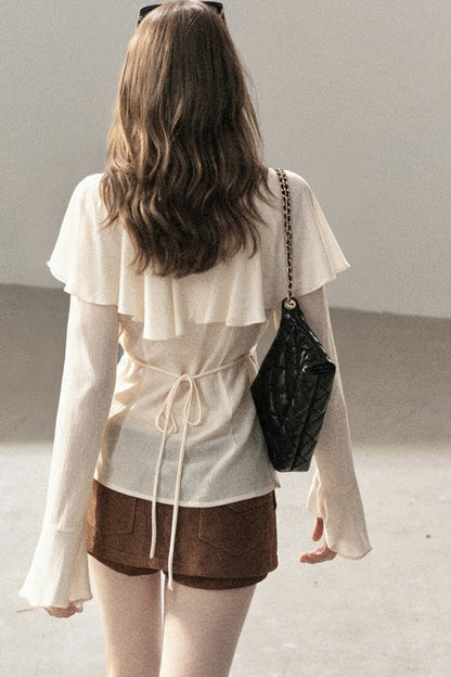 Ruffled Sheer Chiffon Top