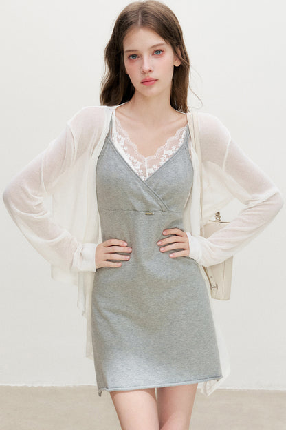 Knitted V-Neck A-Line Dress
