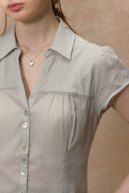Vintage Plaid Puff Sleeve Blouse