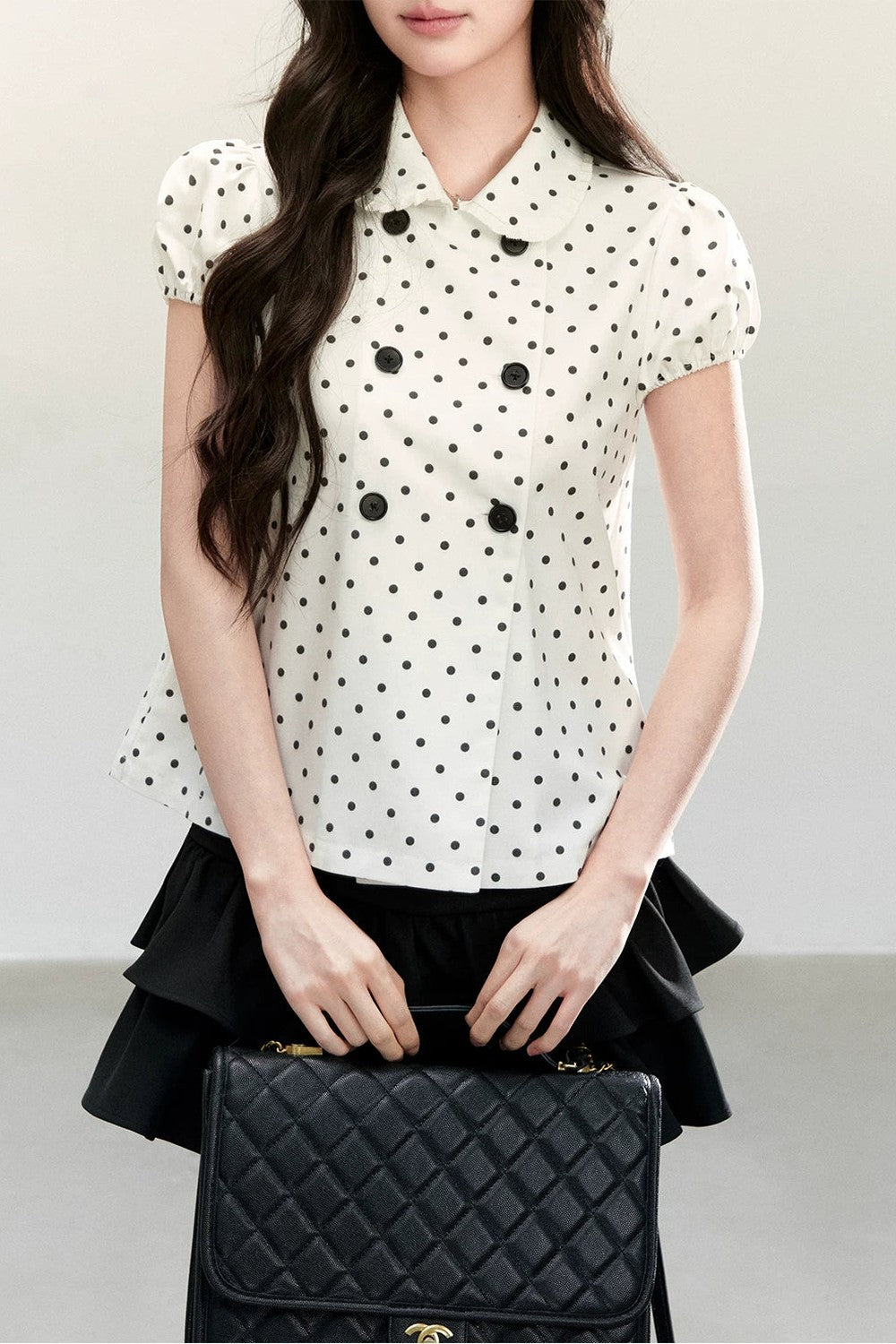 White Polka Dot Short Sleeve Shirt