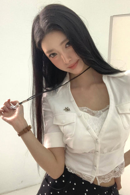 Daffodil V-Neck Waist-Cinching Shirt Set-Up