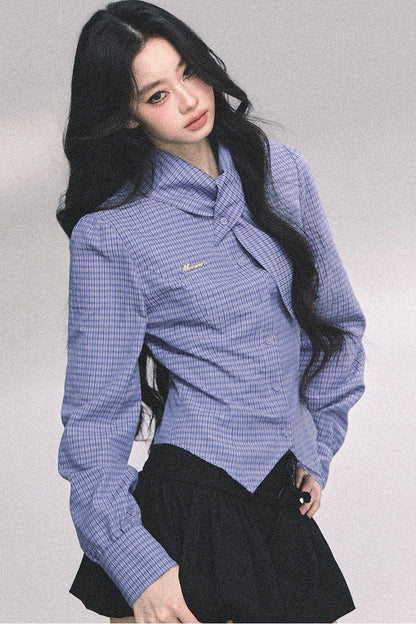 Klein Blue Plaid Blouse