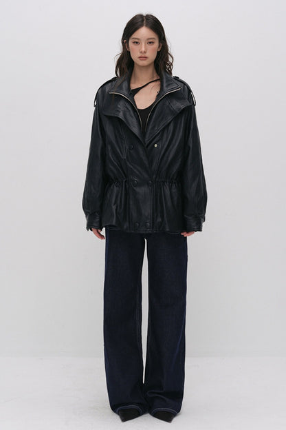 Detachable Down PU Leather Jacket