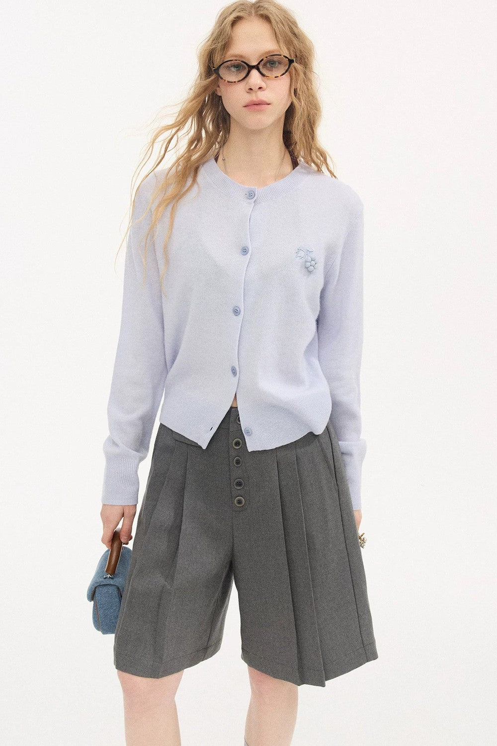 Pleated Gray Shorts