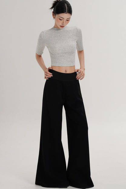 Cropped High Neck Short Sleeve Top