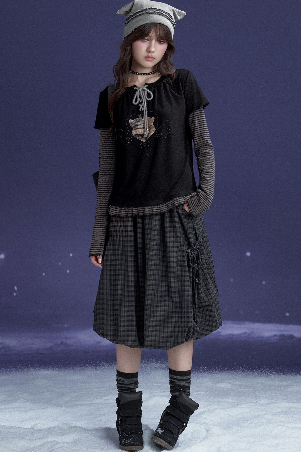 Black Striped Cat Sticker T-shirt