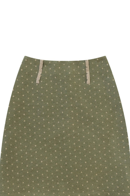 Jupe moulante verte à pois