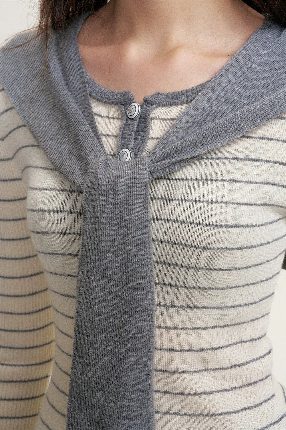 Color-Blocked Fake Two-Piece Knit Set-Up