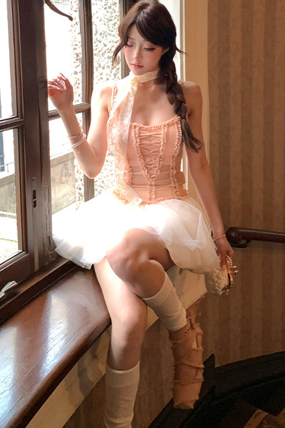 Nutcracker Pink Camisole and Mesh Skirt Set-Up
