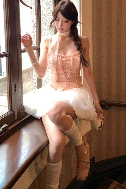 Nutcracker Pink Camisole and Mesh Skirt Set-Up