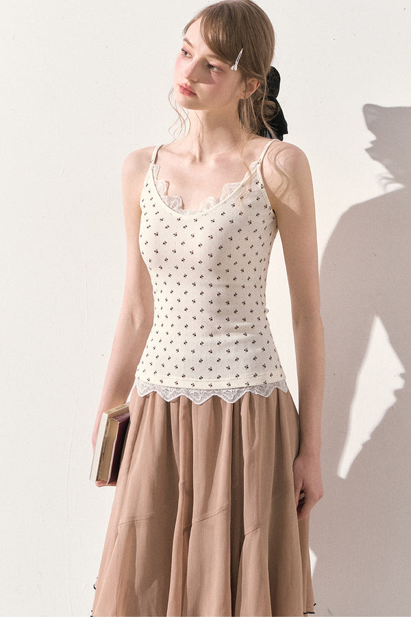 Vintage Printed Lace Vest with Bolero, Skirt and Jacket Set