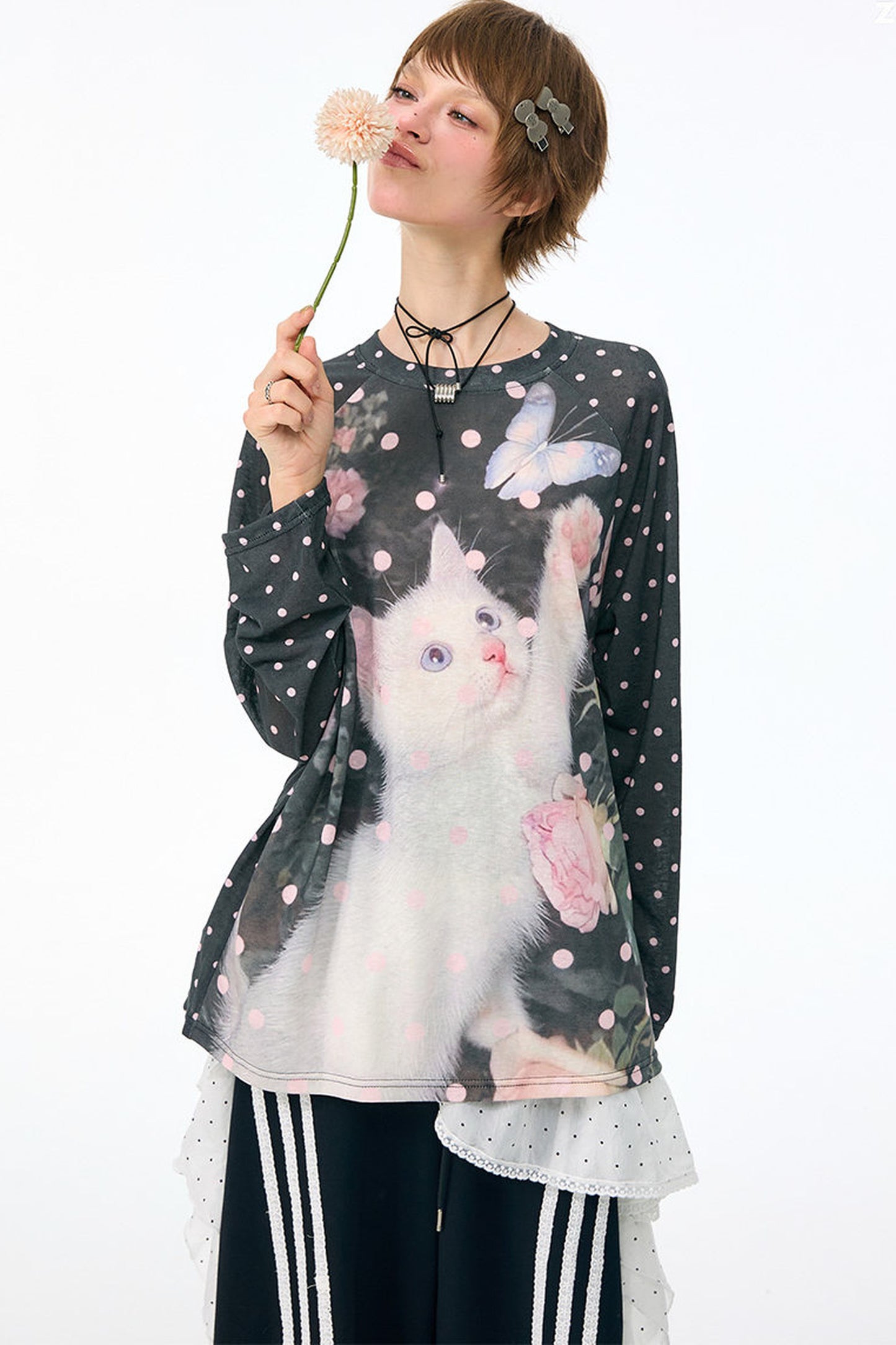 Retro Polka Dot Raglan Top