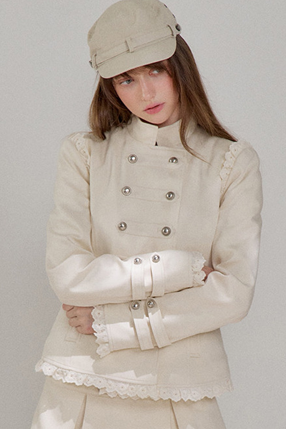 Double-Breasted Stand Collar Jacket