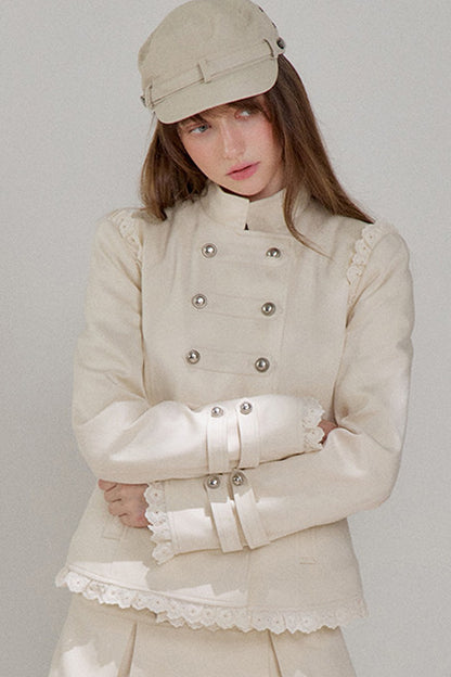 Double-Breasted Stand Collar Jacket