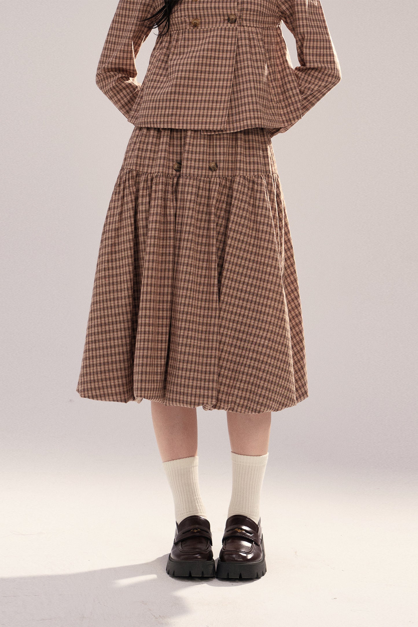 Retro Plaid Bubble Skirt