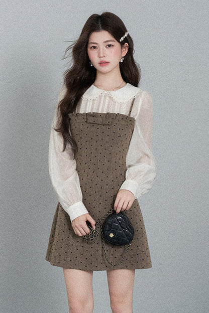 High-Waisted A-Line Polka Dot Dress