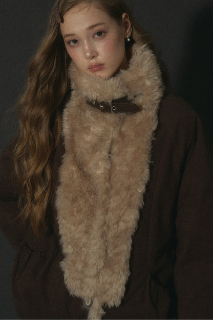 Wheat Spike Floral Plush Stand Collar Jacket