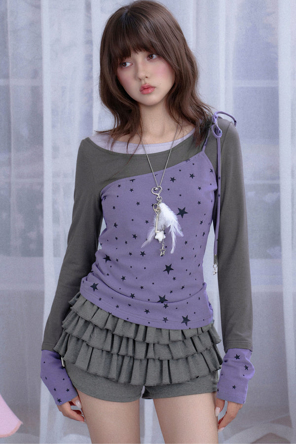 Camiseta con efecto de capas y estrella