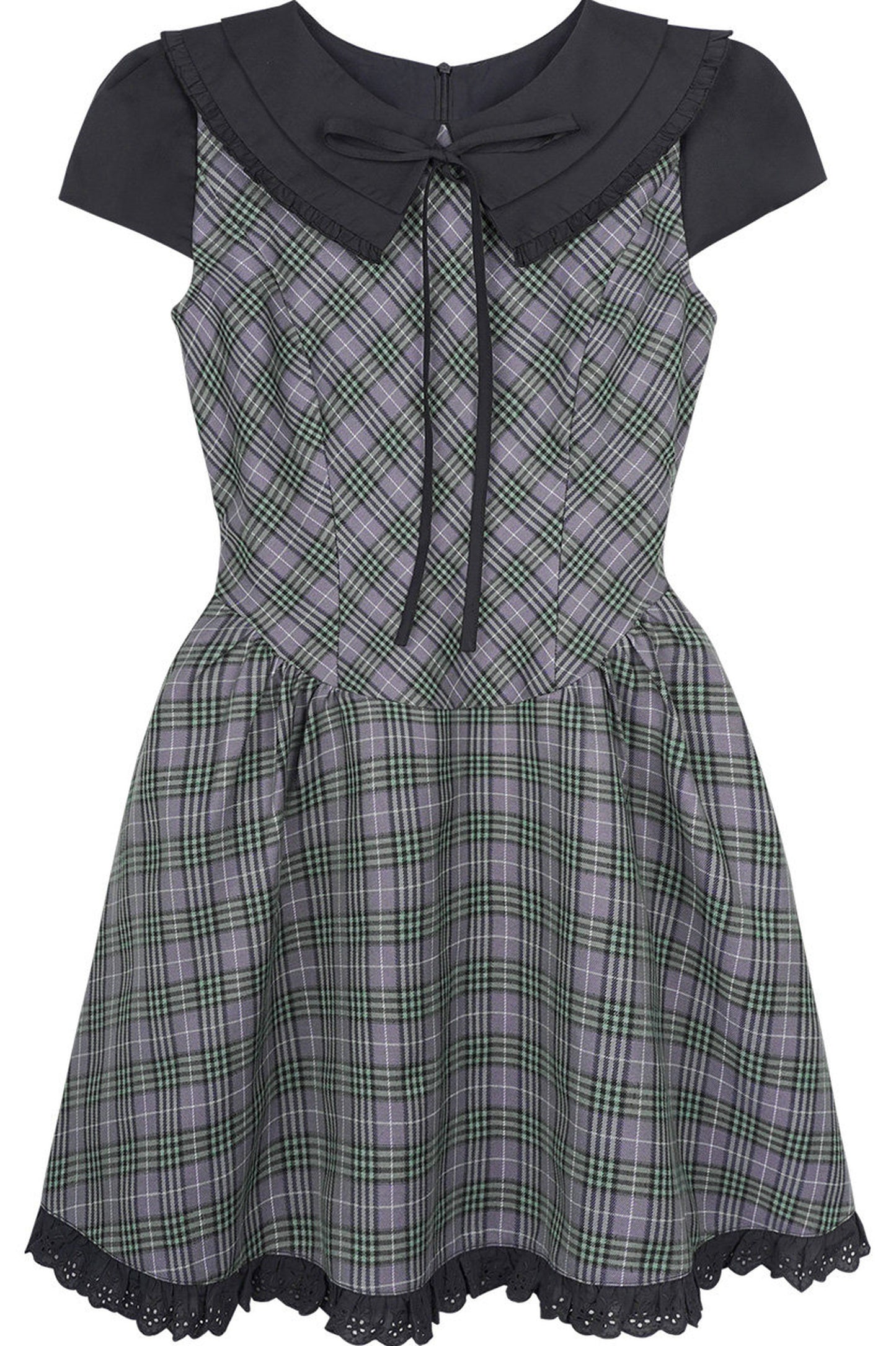 Green Plaid Peter Pan Dress