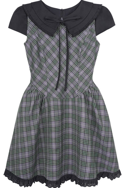 Green Plaid Peter Pan Dress