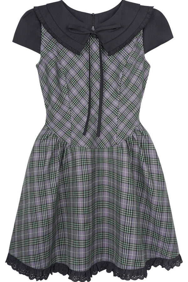 Green Plaid Peter Pan Dress